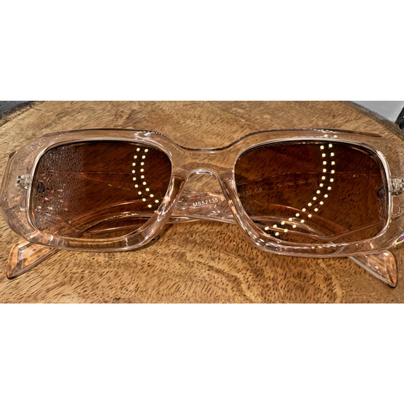 Mosanana Pink Rectangle Sunglasses Vintage Retro Fashion Trendy Clear 68-13-132 - Picture 8 of 8